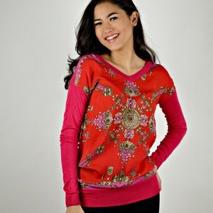 Pink Gucci Style Pullover Top Size Small  Designer Sweater Blouse, NWT